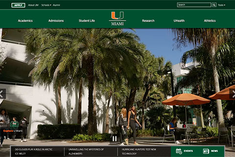 Screenshot of miami.edu homepage